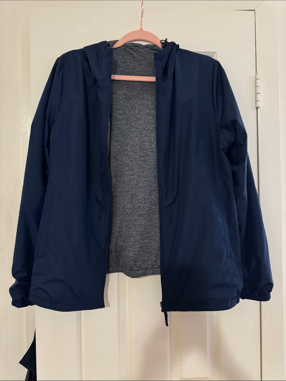 Reversible Navy/ Grey Hooded Women's Jacket